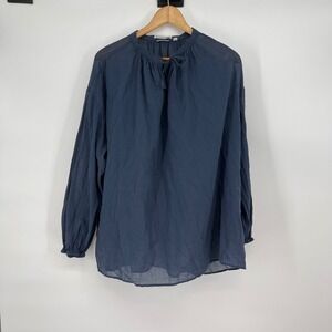 JW Anderson Uniqlo Blue Long Sleeve Semi Sheer Blouse Top Size XL Peasant Boho‎